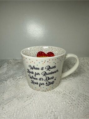 Cooksmart White Rainbow Stars Inspirational Ceramic Mug